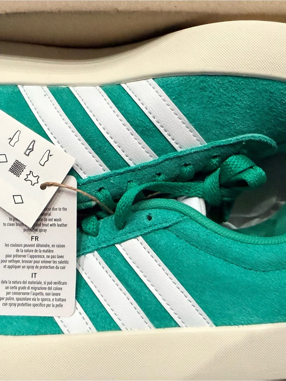 adidas Teal Green Suede Low-Top Sneakers with White Stripes